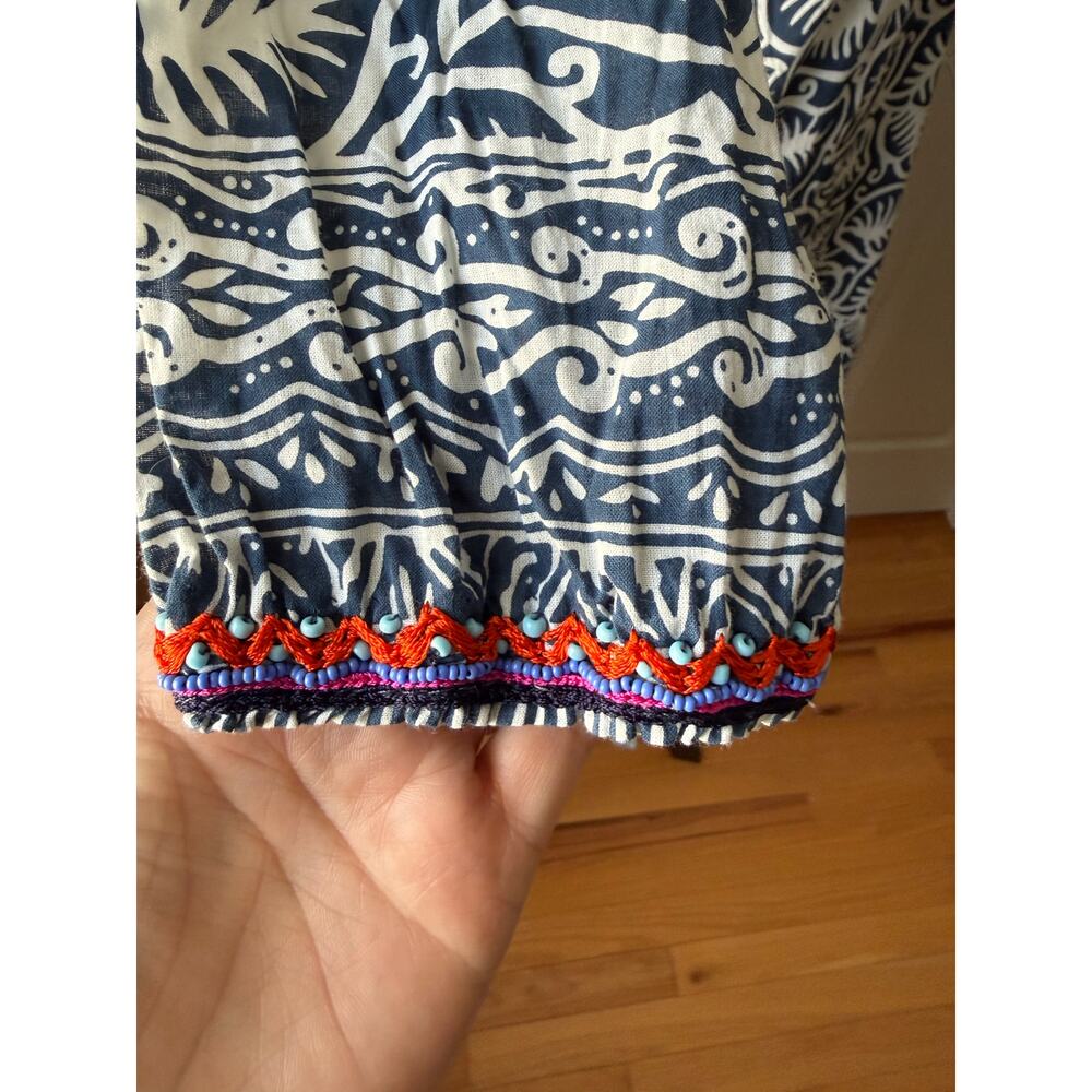 Bella Tu Cotton Resort Dress Beaded Trim Coastal Vacation Bohemian Size XS - Picture 5 of 9